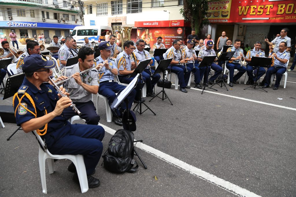 A banda da Guarda Municipal também se apresentou na Avenida Cultural
