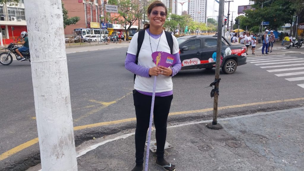 Vitória Neves é estudante e percorreu todo o caminho de Castanhal até Belém a pé para agradecer e pagar uma promessa a Nossa Senhora de Nazaré